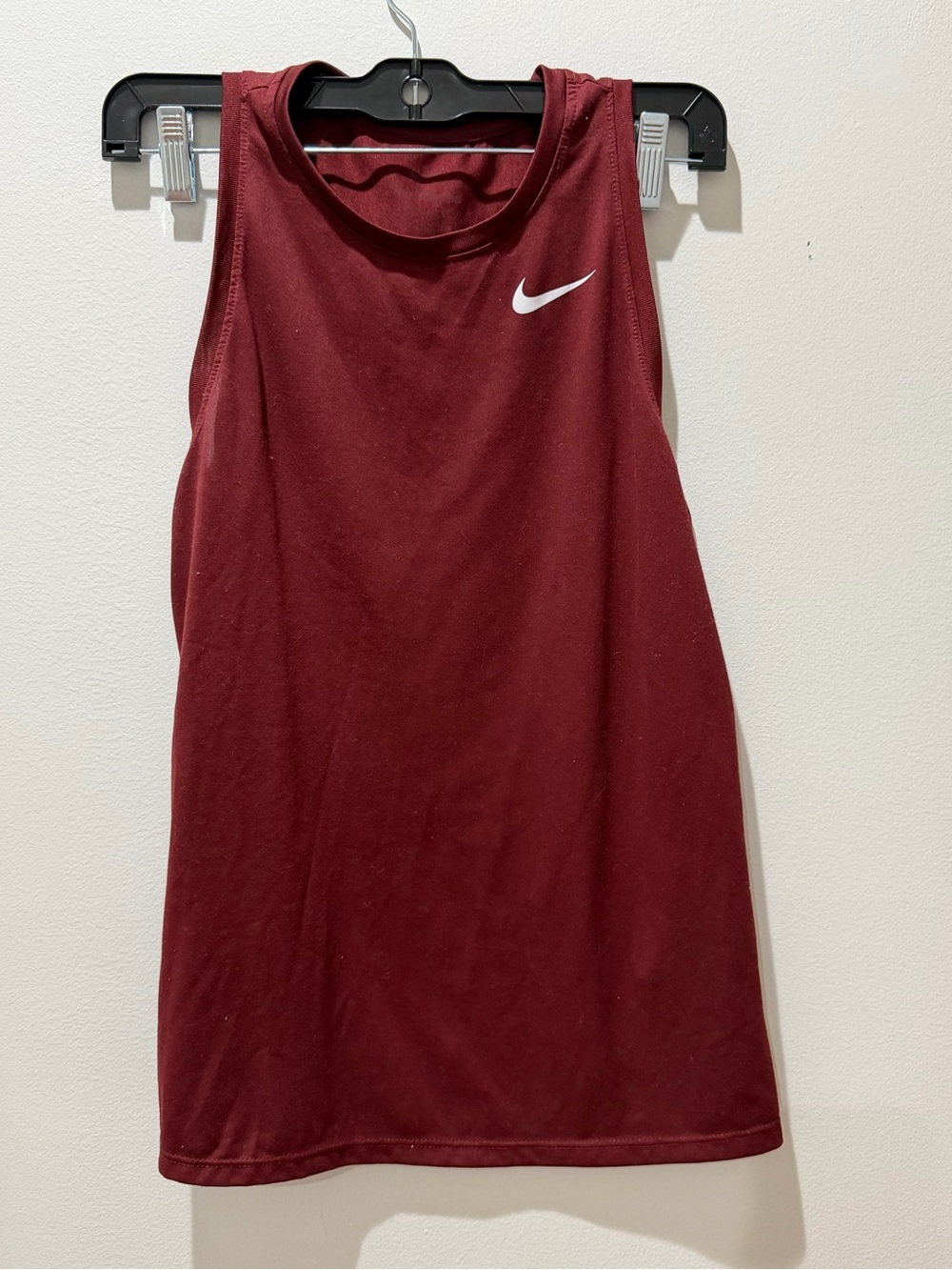 Nike Maroon Athletic Racerback Tank with White Swoosh